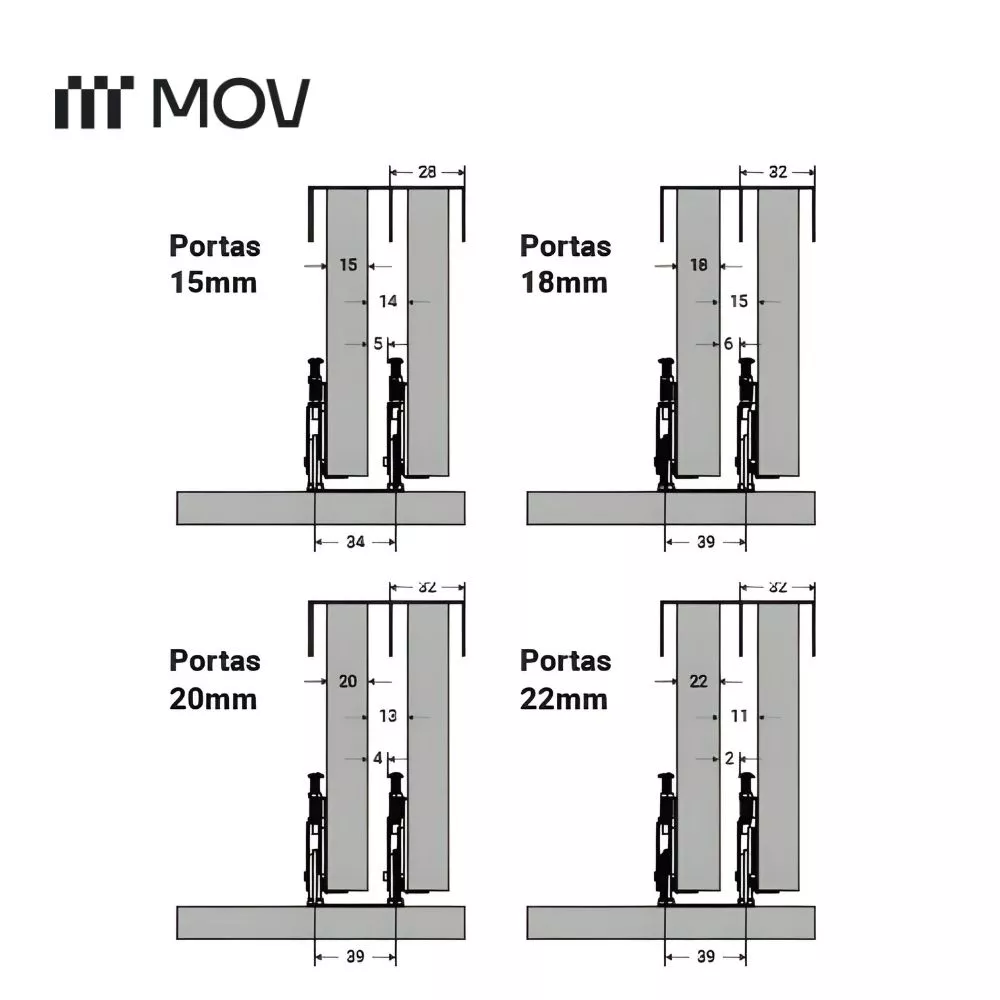 Kit para 1 Porta de Correr Guia Inferior + Guia Superior Inteligente 26/32mm com Trava - Image 6