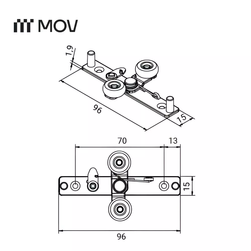 Kit para 1 Porta de Correr Guia Inferior + Guia Superior Inteligente 26/32mm com Trava - Image 9